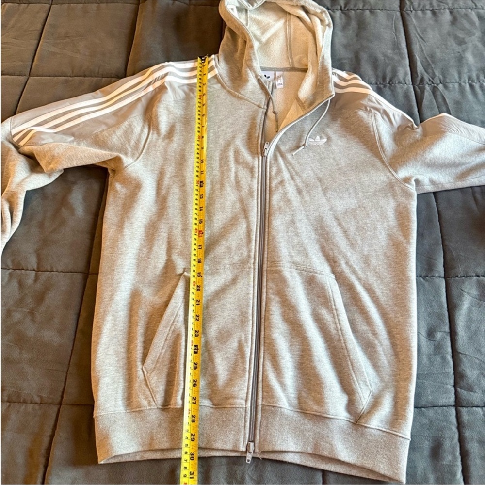 Adidas Men's Light Gray Zip-Up Hoodie - Picture 5 of 7